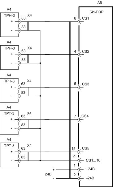 Рис.1. Схема внешних подключений блока БИ-ПВР
