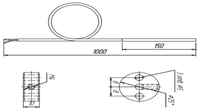 Рис.1. Чертеж датчика температуры TS-C-N-300