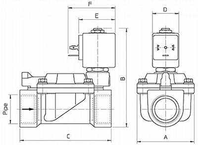 Рис.1. Чертеж клапана соленоидного электромагнитного 21W5ZE350